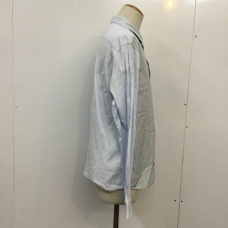 エフエイティー FAT シャツ、ブラウス 長袖 チェック XL 水色 / ライトブルー / X 紺 / ネイビー / メンズ USED 古着 中古 10043029