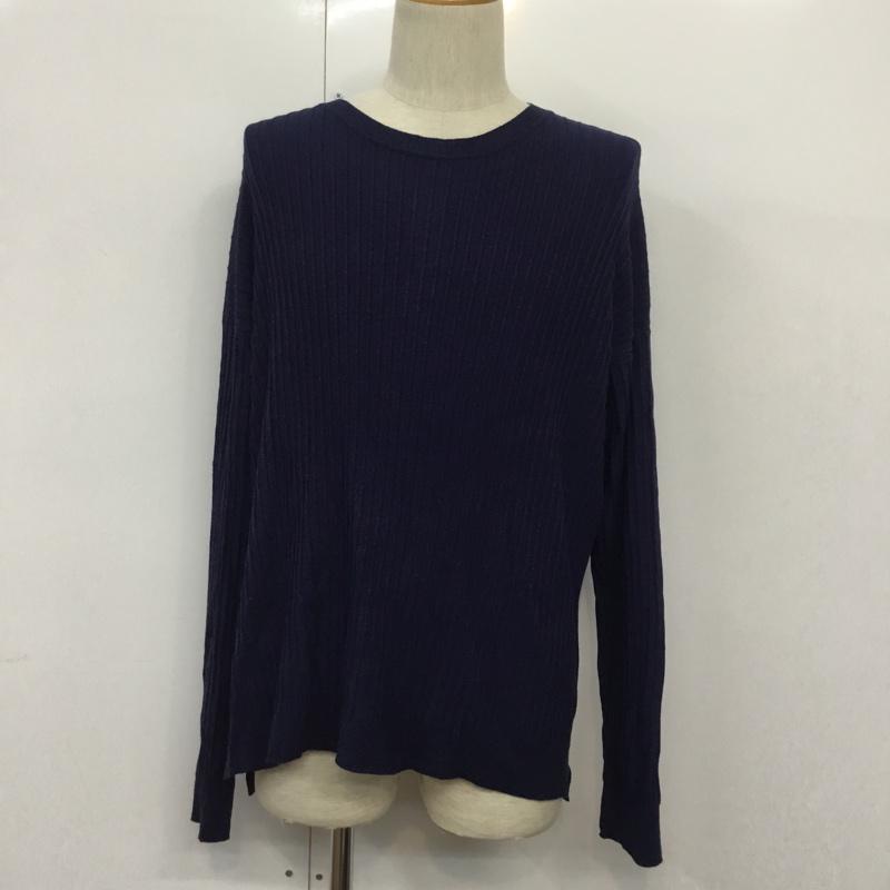 アイテムズ アーバンリサーチ ITEMS URBAN RESEARCH ニット、セーター 長袖 クルーネック 38 無地 紺 / ネイビー / メンズ USED 古着 中古 10043069