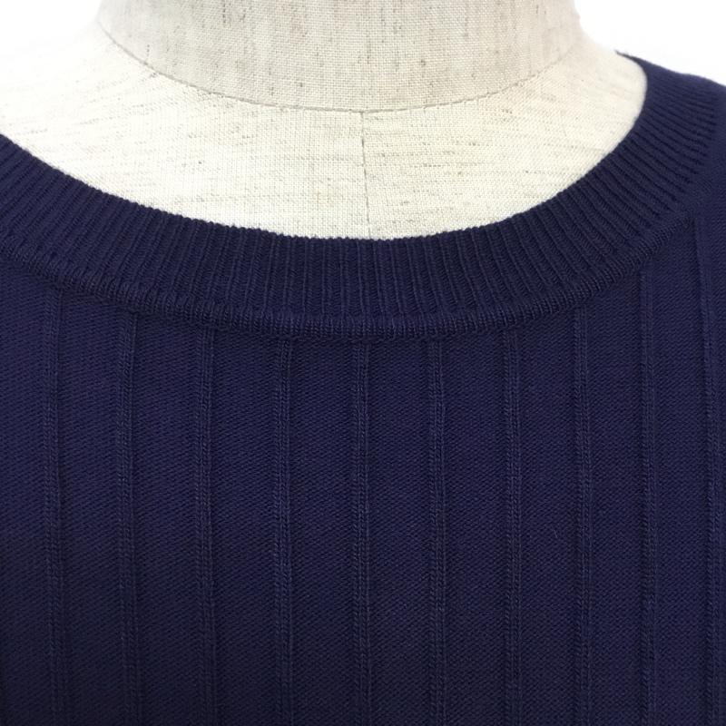 アイテムズ アーバンリサーチ ITEMS URBAN RESEARCH ニット、セーター 長袖 クルーネック 38 無地 紺 / ネイビー / メンズ USED 古着 中古 10043069
