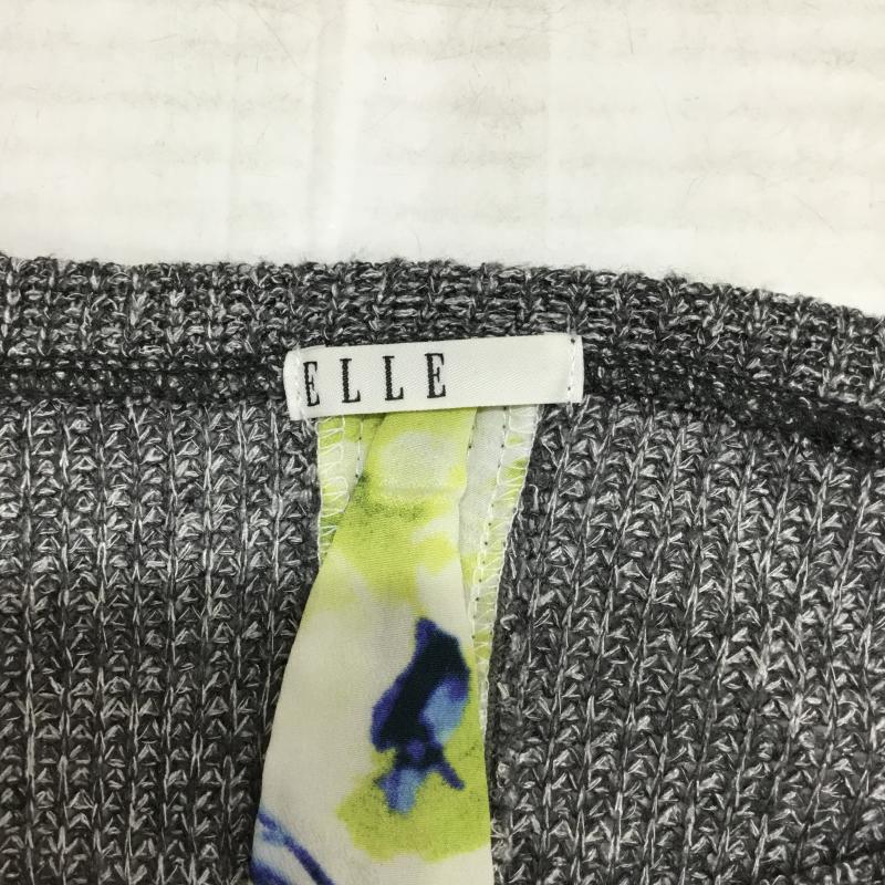 エル ELLE カットソー 長袖 38 無地 X 花柄 ダークグレー / ダークグレー /  レディース USED 古着 中古 10043206