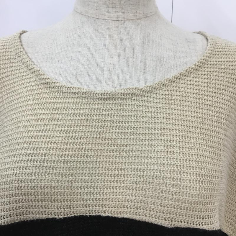 イング INGNI ニット、セーター 半袖 M 無地 ベージュ / ベージュ / X 黒 / ブラック / レディース USED 古着 中古 10043236