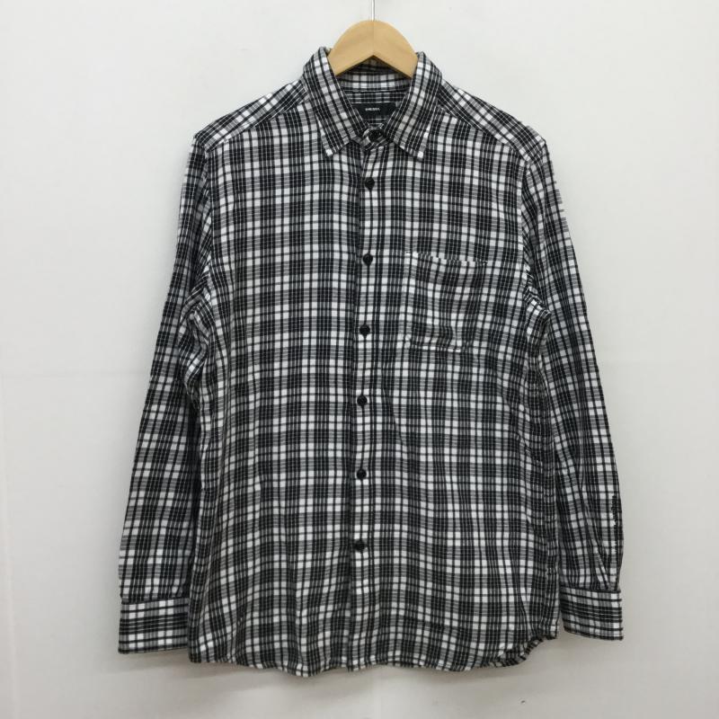 ディーゼル DIESEL シャツ、ブラウス 長袖 S チェック 白 / ホワイト / X 黒 / ブラック / メンズ USED 古着 中古 10043590