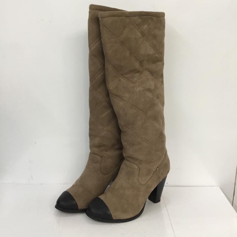 ビッキー VICKY ブーツ ロングブーツ キルティング SIZE:S 箱無 S 無地 ベージュ / ベージュ / X 黒 / ブラック / レディース USED 古着 中古 10044978