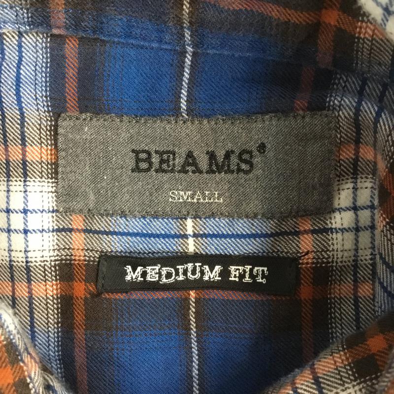 ビームス BEAMS シャツ、ブラウス 長袖 チェック S チェック 白 / ホワイト / X 青 / ブルー / X 橙 / オレンジ / メンズ USED 古着 中古 10044998