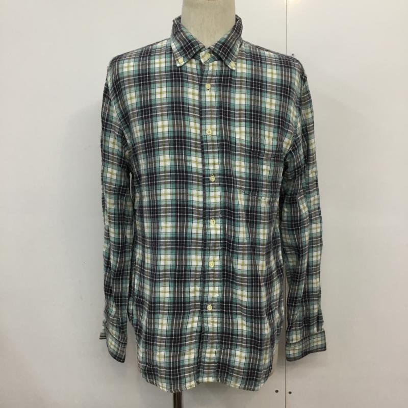 グローバルワーク GLOBAL WORK シャツ、ブラウス 長袖 チェック ボタンダウン L チェック 白 / ホワイト / X 茶 / ブラウン / X 黄 / イエロー / X 薄緑 / ライトグリーン / メンズ USED 古着 中古 10044999
