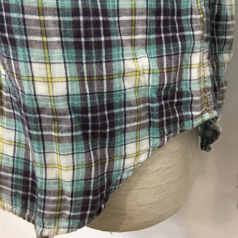 グローバルワーク GLOBAL WORK シャツ、ブラウス 長袖 チェック ボタンダウン L チェック 白 / ホワイト / X 茶 / ブラウン / X 黄 / イエロー / X 薄緑 / ライトグリーン / メンズ USED 古着 中古 10044999