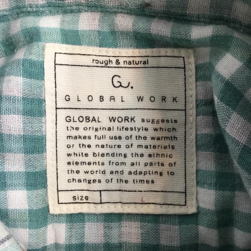 グローバルワーク GLOBAL WORK シャツ、ブラウス 長袖 チェック ボタンダウン L チェック 白 / ホワイト / X 茶 / ブラウン / X 黄 / イエロー / X 薄緑 / ライトグリーン / メンズ USED 古着 中古 10044999