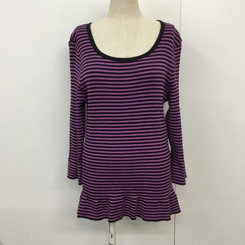ニジュウサンク 23区 Tシャツ 長袖 ボーダー 44 ボーダー柄 黒 / ブラック / X 紫 / パープル / レディース USED 古着 中古 10045214