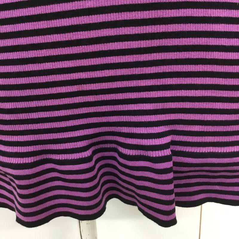 ニジュウサンク 23区 Tシャツ 長袖 ボーダー 44 ボーダー柄 黒 / ブラック / X 紫 / パープル / レディース USED 古着 中古 10045214