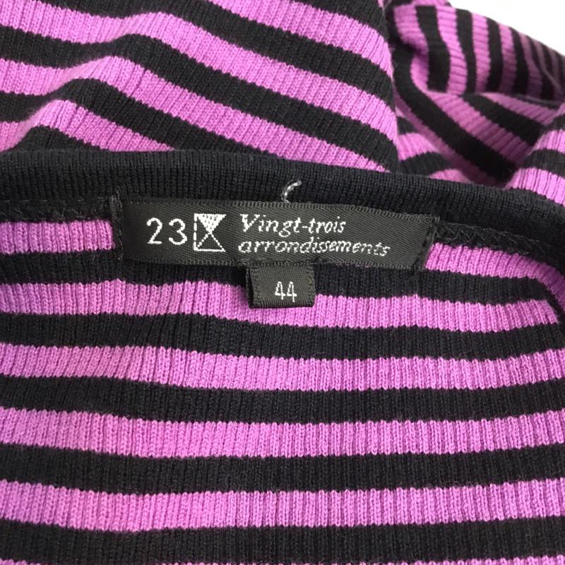 ニジュウサンク 23区 Tシャツ 長袖 ボーダー 44 ボーダー柄 黒 / ブラック / X 紫 / パープル / レディース USED 古着 中古 10045214