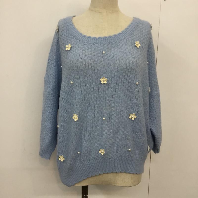 イング INGNI ニット、セーター 長袖 M 無地 水色 / ライトブルー / レディース USED 古着 中古 10045281