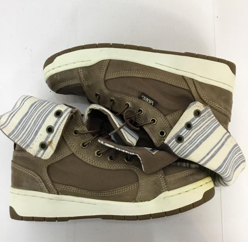バンズ VANS スニーカー スニーカー V2141LCV TALL 25.5cm 箱無 25.5cm 無地 X ストライプ 茶 / ブラウン / メンズ USED 古着 中古 10045352