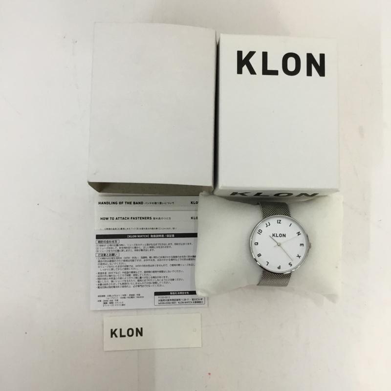 クローン KLON 腕時計 アナログ(クォーツ式) MOCK NUMBER -SILVER MESH- 箱有 無地 白 / ホワイト / X 銀 / シルバー / メンズ USED 古着 中古 10045607