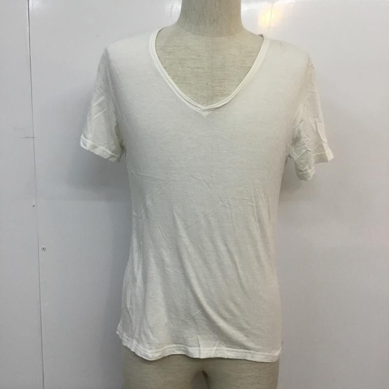 ステュディオス STUDIOUS カットソー 半袖 Vネック M 無地 白 / ホワイト / メンズ USED 古着 中古 10046452