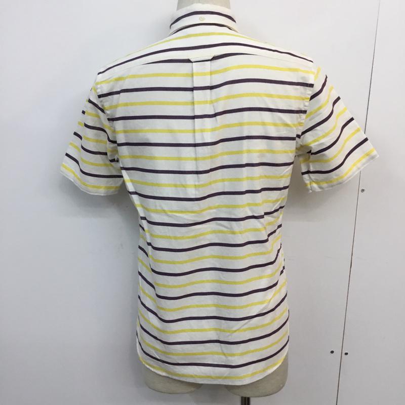 グリーンレーベルリラクシング green label relaxing シャツ、ブラウス 半袖 ボーダーシャツ ボタンダウンシャツ S ボーダー柄 白 / ホワイト / X 黄 / イエロー / X 紫 / パープル / メンズ USED 古着 中古 10046685