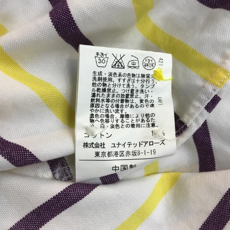 グリーンレーベルリラクシング green label relaxing シャツ、ブラウス 半袖 ボーダーシャツ ボタンダウンシャツ S ボーダー柄 白 / ホワイト / X 黄 / イエロー / X 紫 / パープル / メンズ USED 古着 中古 10046685
