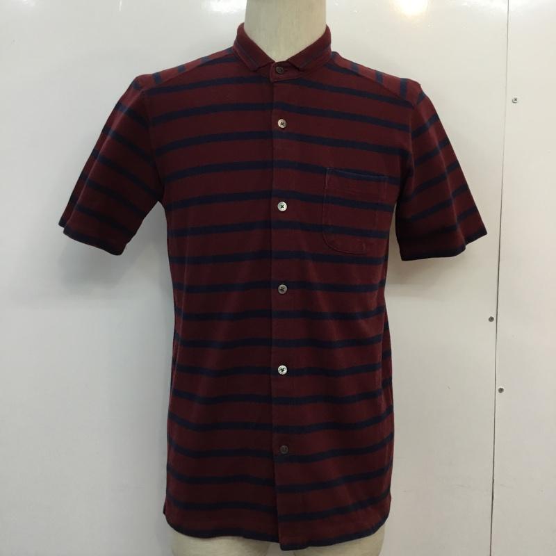 グリーンレーベルリラクシング green label relaxing ポロシャツ 半袖 ボーダー ボタン付き M 無地 X ボーダー柄 えんじ / ワインレッド / メンズ USED 古着 中古 10046687