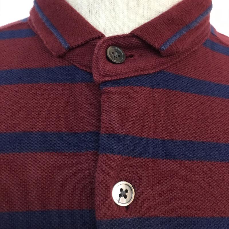 グリーンレーベルリラクシング green label relaxing ポロシャツ 半袖 ボーダー ボタン付き M 無地 X ボーダー柄 えんじ / ワインレッド / メンズ USED 古着 中古 10046687