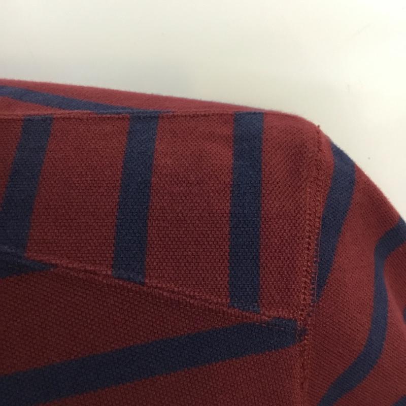 グリーンレーベルリラクシング green label relaxing ポロシャツ 半袖 ボーダー ボタン付き M 無地 X ボーダー柄 えんじ / ワインレッド / メンズ USED 古着 中古 10046687