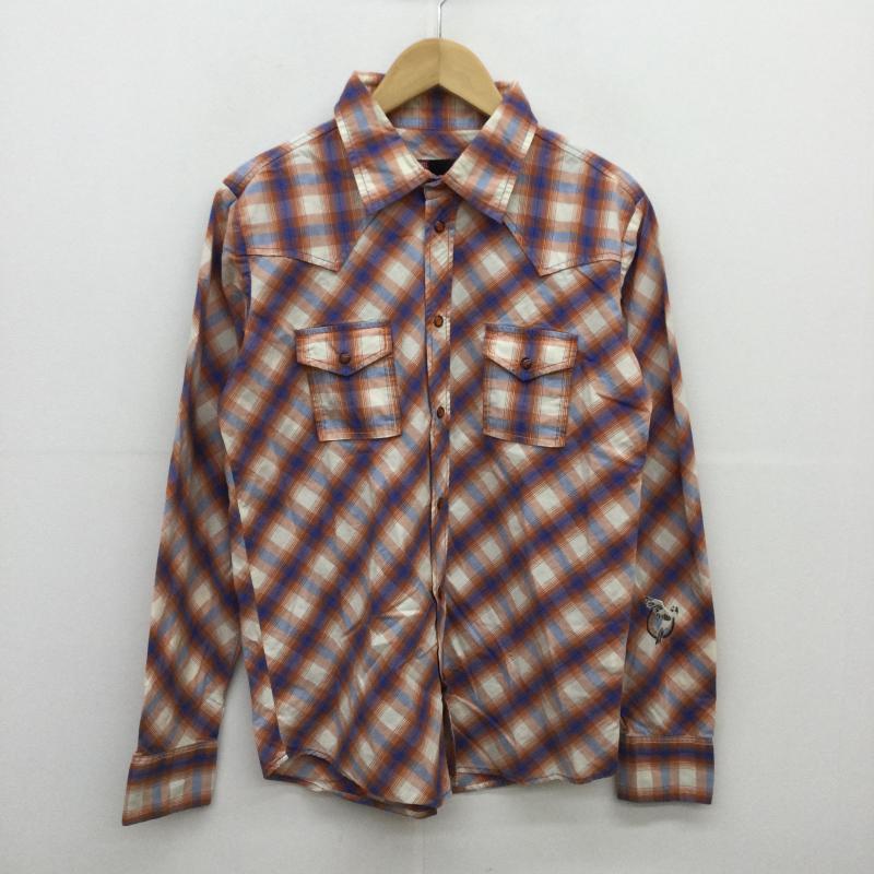 ディーゼル DIESEL シャツ、ブラウス 長袖 S チェック 白 / ホワイト / X 青 / ブルー / X 橙 / オレンジ / メンズ USED 古着 中古 10047150