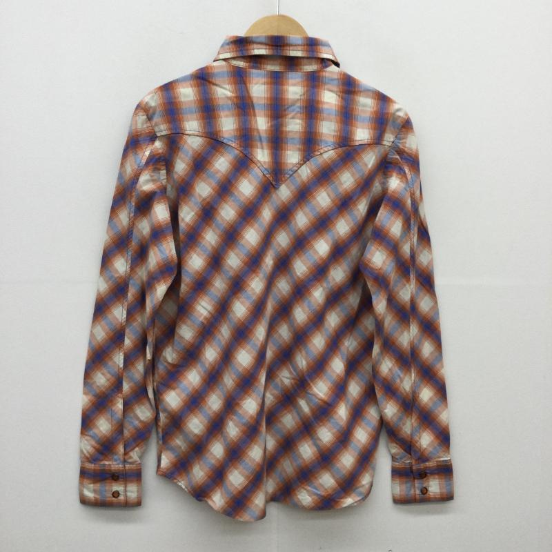 ディーゼル DIESEL シャツ、ブラウス 長袖 S チェック 白 / ホワイト / X 青 / ブルー / X 橙 / オレンジ / メンズ USED 古着 中古 10047150
