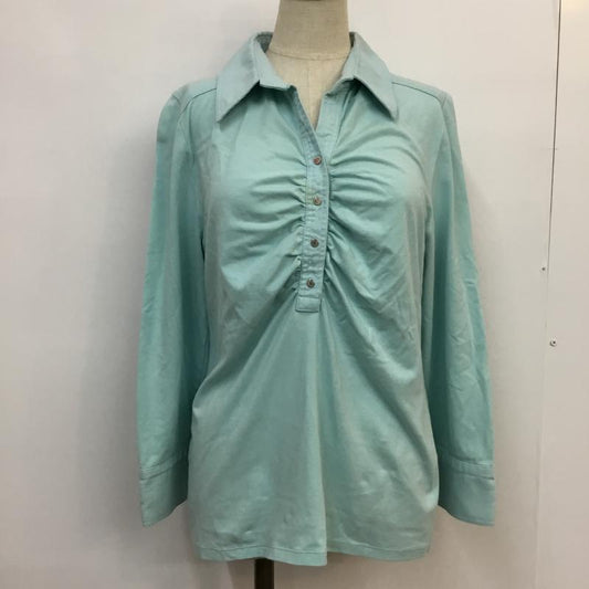 ニジュウサンク 23区 ポロシャツ 長袖 ギャザー カットソー 44 無地 水色 / ライトブルー /  レディース USED 古着 中古 10047239