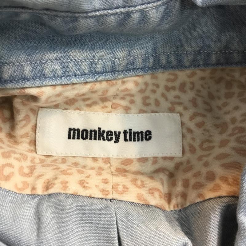 モンキータイム MONKEY TIME シャツ、ブラウス 七分袖 ボタンダウンシャツ 1 無地 インディゴ / インディゴ / メンズ USED 古着 中古 10047308