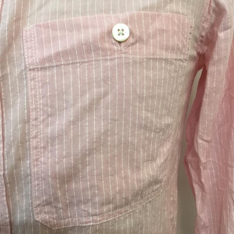 ラウンジリザード LOUNGE LIZARD シャツ、ブラウス 七分袖 1 ストライプ 白 / ホワイト / X 桃 / ピンク / メンズ USED 古着 中古 10047550