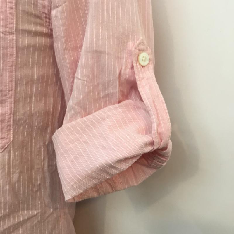 ラウンジリザード LOUNGE LIZARD シャツ、ブラウス 七分袖 1 ストライプ 白 / ホワイト / X 桃 / ピンク / メンズ USED 古着 中古 10047550