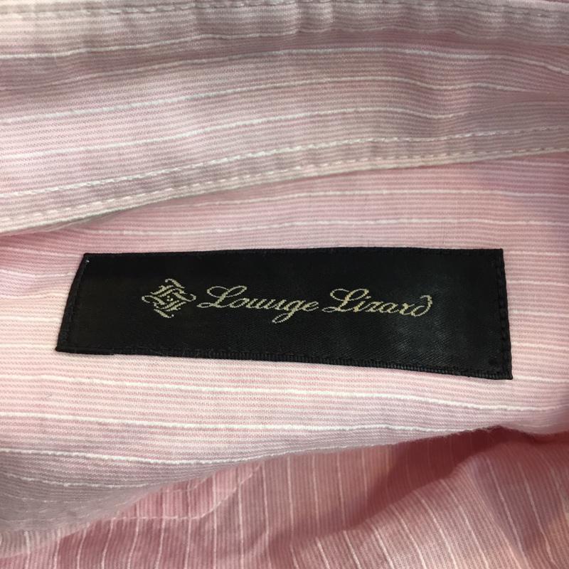 ラウンジリザード LOUNGE LIZARD シャツ、ブラウス 七分袖 1 ストライプ 白 / ホワイト / X 桃 / ピンク / メンズ USED 古着 中古 10047550