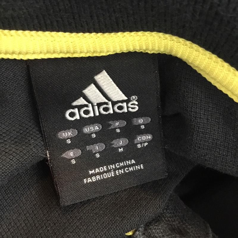 アディダス adidas ポロシャツ 半袖 M 無地 X ワンポイント 黄緑 / イエローグリーン / X 黒 / ブラック / メンズ USED 古着 中古 10047553