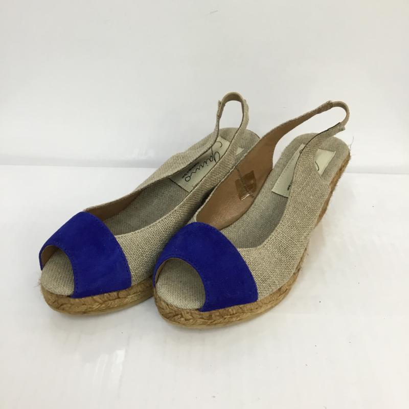 ガイモ GAIMO サンダル サンダル バックストラップ ウェッジソール ジュート 無地 青 / ブルー / X ベージュ / ベージュ / レディース USED 古着 中古 10048075