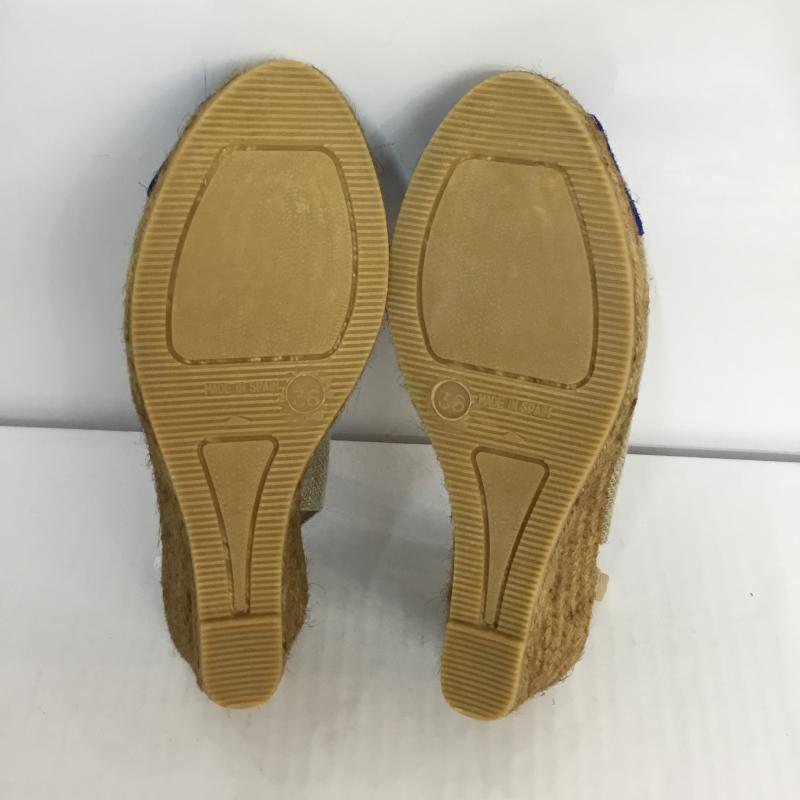 ガイモ GAIMO サンダル サンダル バックストラップ ウェッジソール ジュート 無地 青 / ブルー / X ベージュ / ベージュ / レディース USED 古着 中古 10048075