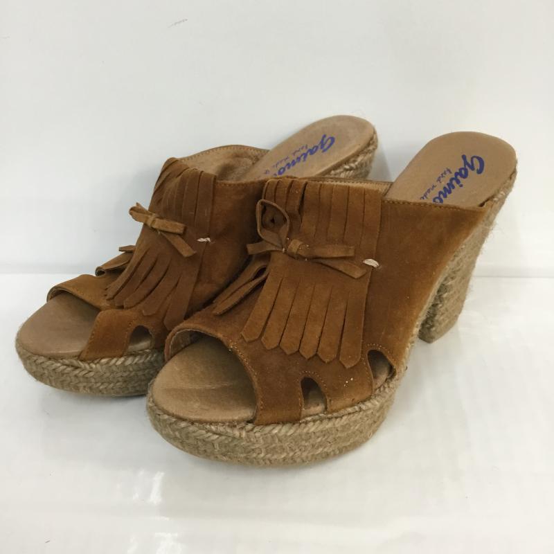ガイモ GAIMO サンダル サンダル チャンキーヒール フリンジ ジュート 無地 茶 / ブラウン / X ベージュ / ベージュ / レディース USED 古着 中古 10048106