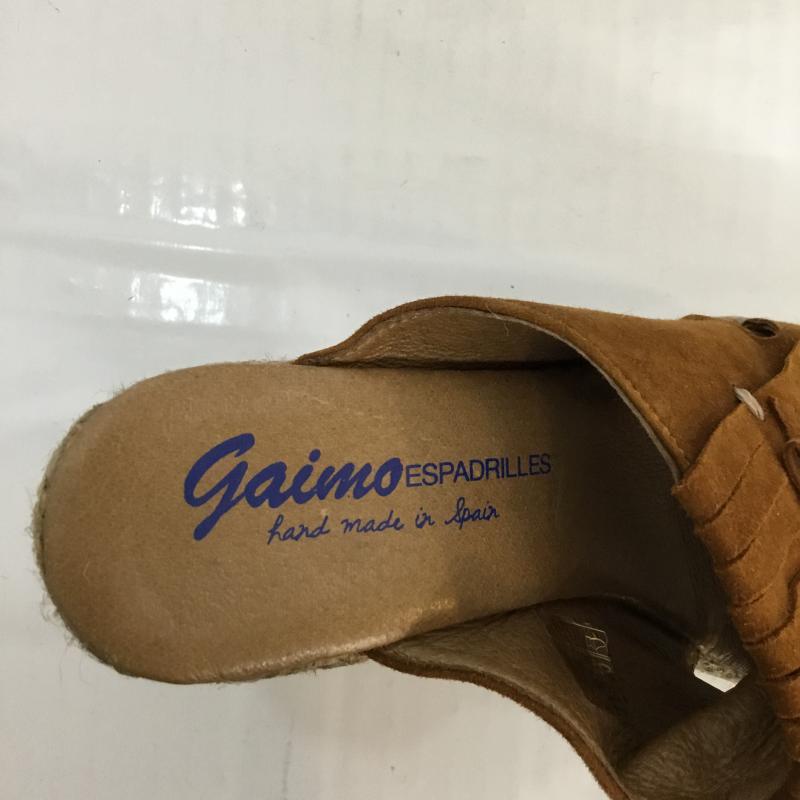 ガイモ GAIMO サンダル サンダル チャンキーヒール フリンジ ジュート 無地 茶 / ブラウン / X ベージュ / ベージュ / レディース USED 古着 中古 10048106