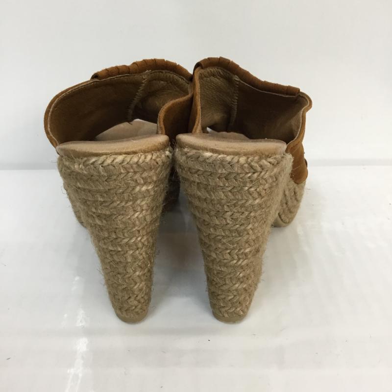 ガイモ GAIMO サンダル サンダル チャンキーヒール フリンジ ジュート 無地 茶 / ブラウン / X ベージュ / ベージュ / レディース USED 古着 中古 10048106