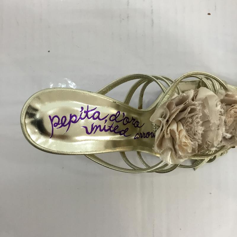 ペピータ ドロ ユナイテッドアローズ Pepita d'oro UNITED ARROWS サンダル サンダル ヒール ストラップ コサージュ 23.0cm 無地 金 / ゴールド / レディース USED 古着 中古 10048180