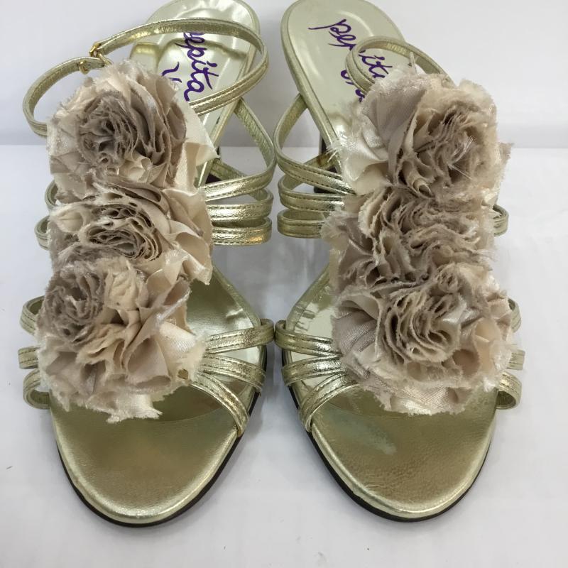 ペピータ ドロ ユナイテッドアローズ Pepita d'oro UNITED ARROWS サンダル サンダル ヒール ストラップ コサージュ 23.0cm 無地 金 / ゴールド / レディース USED 古着 中古 10048180