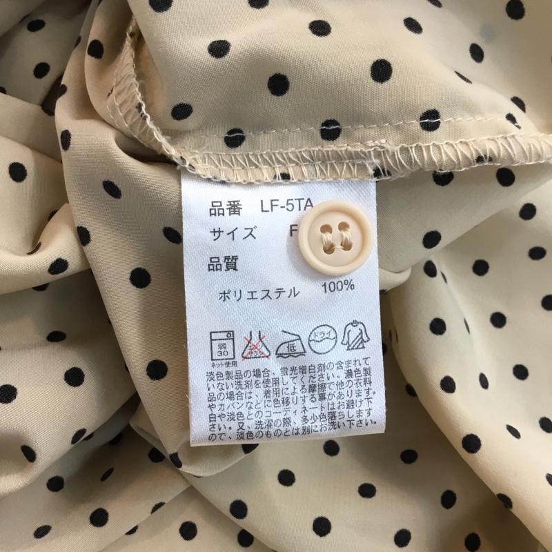 ローリーズファーム LOWRYS FARM ワンピース ミニスカート 水玉 シャツ 前開き FREE ドット 黒 / ブラック / X ベージュ / ベージュ / レディース USED 古着 中古 10048299
