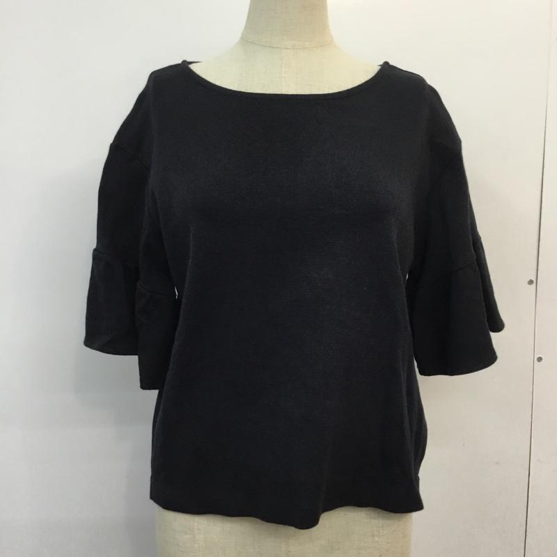 ローリーズファーム LOWRYS FARM カットソー 半袖 カリフォルニアコットン フリル プルオーバー M 無地 黒 / ブラック /  レディース USED 古着 中古 10048328