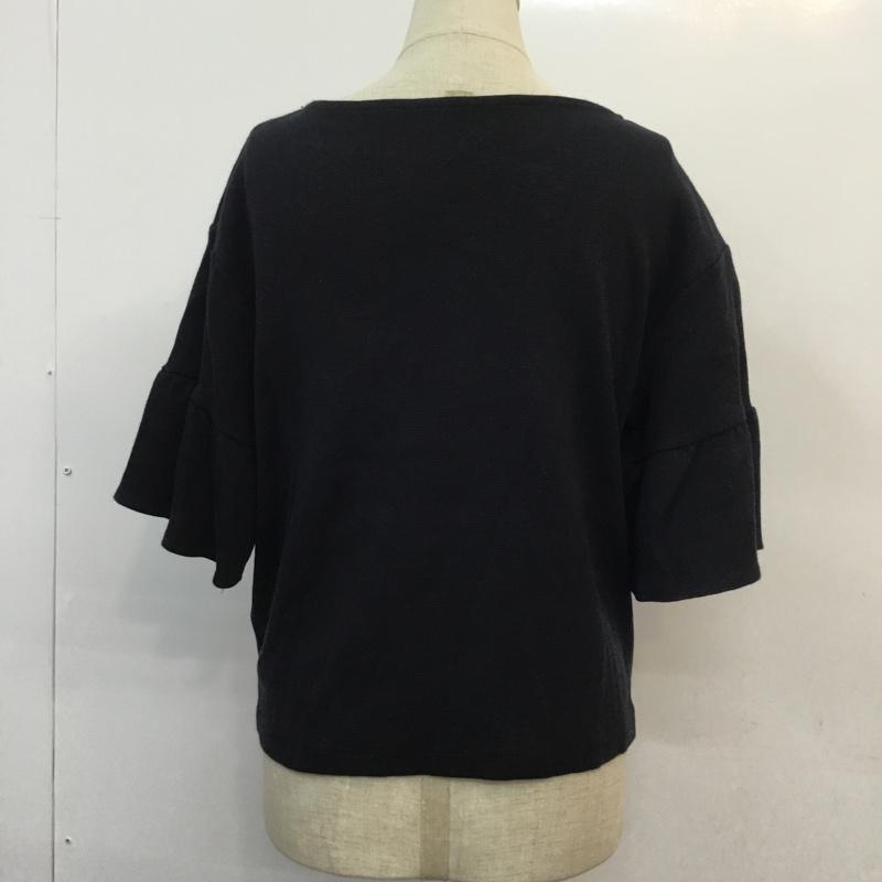 ローリーズファーム LOWRYS FARM カットソー 半袖 カリフォルニアコットン フリル プルオーバー M 無地 黒 / ブラック /  レディース USED 古着 中古 10048328