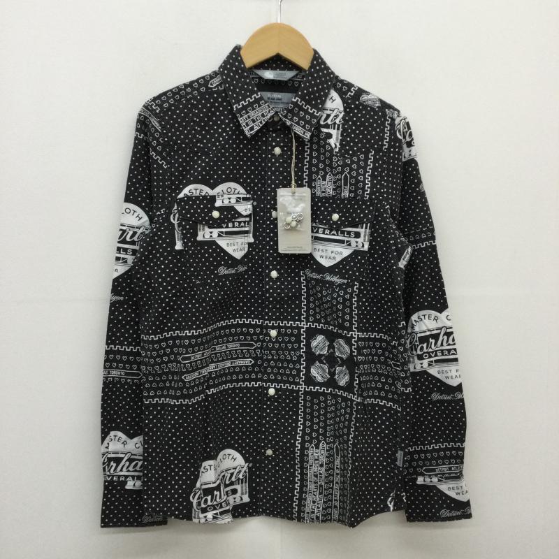 カーハート ダブリューアイピー Carhartt WIP シャツ、ブラウス 長袖 × Slam jam 25周年 S 総柄 黒 / ブラック / メンズ USED 古着 中古 10048363