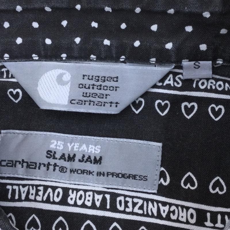 カーハート ダブリューアイピー Carhartt WIP シャツ、ブラウス 長袖 × Slam jam 25周年 S 総柄 黒 / ブラック / メンズ USED 古着 中古 10048363