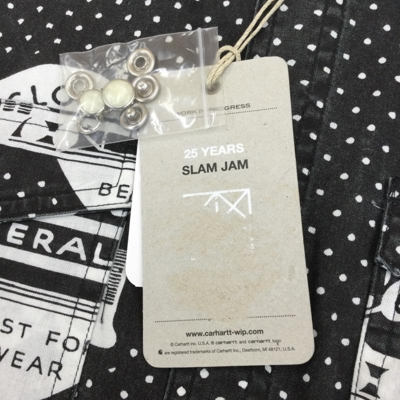 カーハート ダブリューアイピー Carhartt WIP シャツ、ブラウス 長袖 × Slam jam 25周年 S 総柄 黒 / ブラック / メンズ USED 古着 中古 10048363