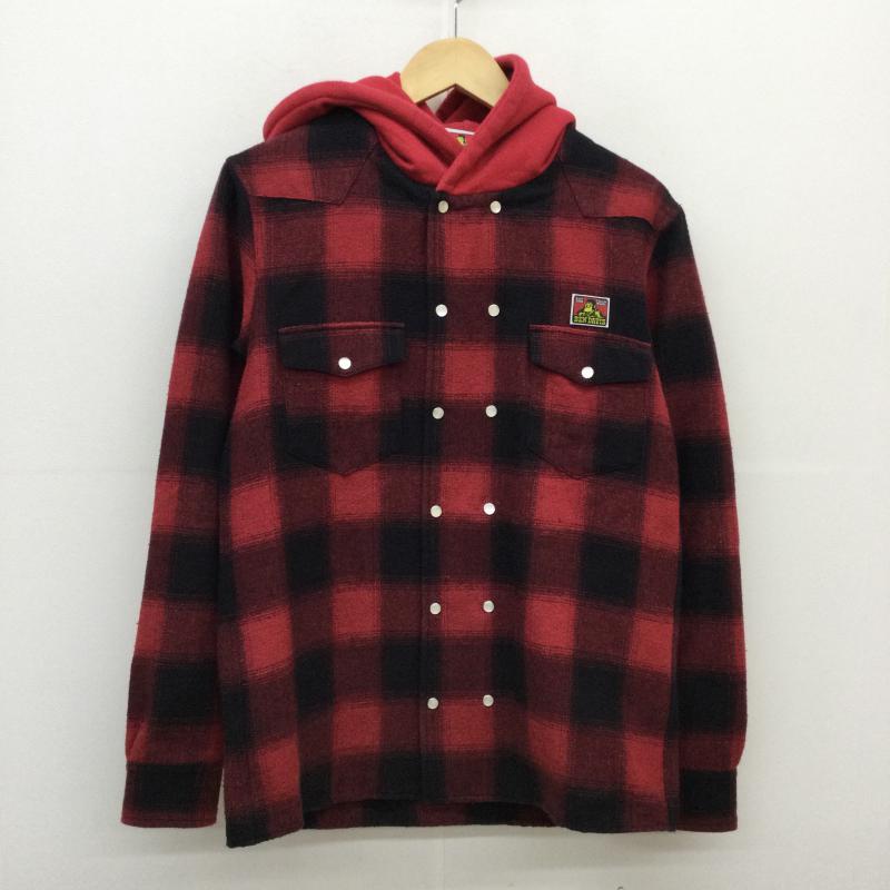 ベンデイビス BEN DAVIS パーカー 長袖 M チェック 黒 / ブラック / X 赤 / レッド / メンズ USED 古着 中古 10048529
