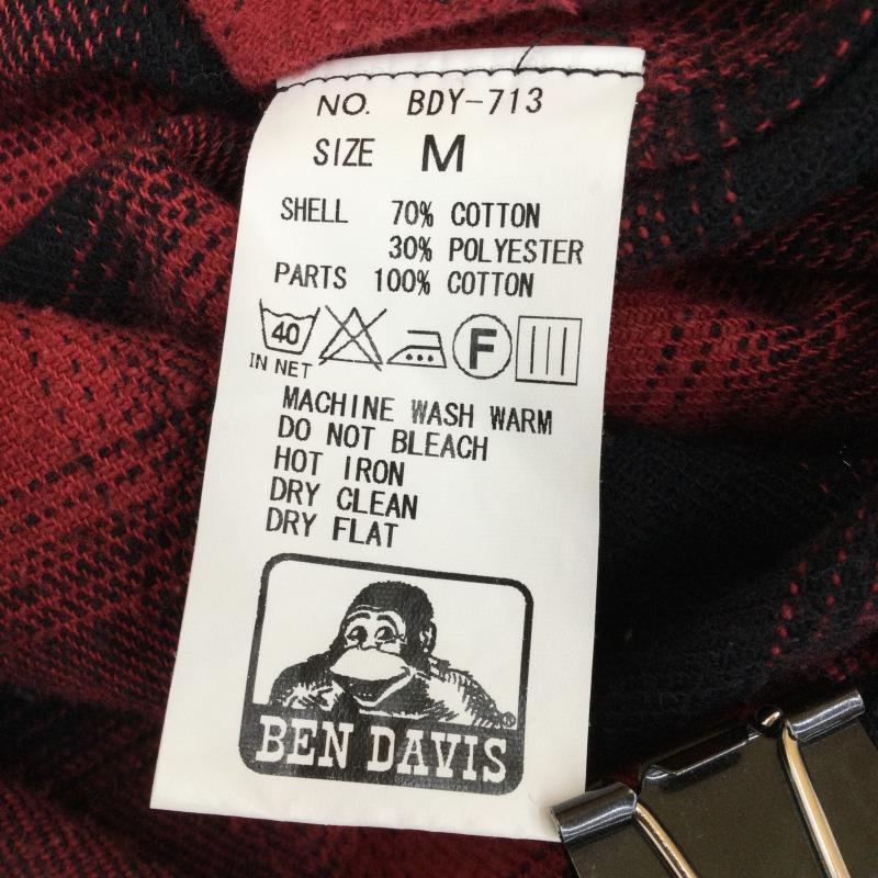 ベンデイビス BEN DAVIS パーカー 長袖 M チェック 黒 / ブラック / X 赤 / レッド / メンズ USED 古着 中古 10048529