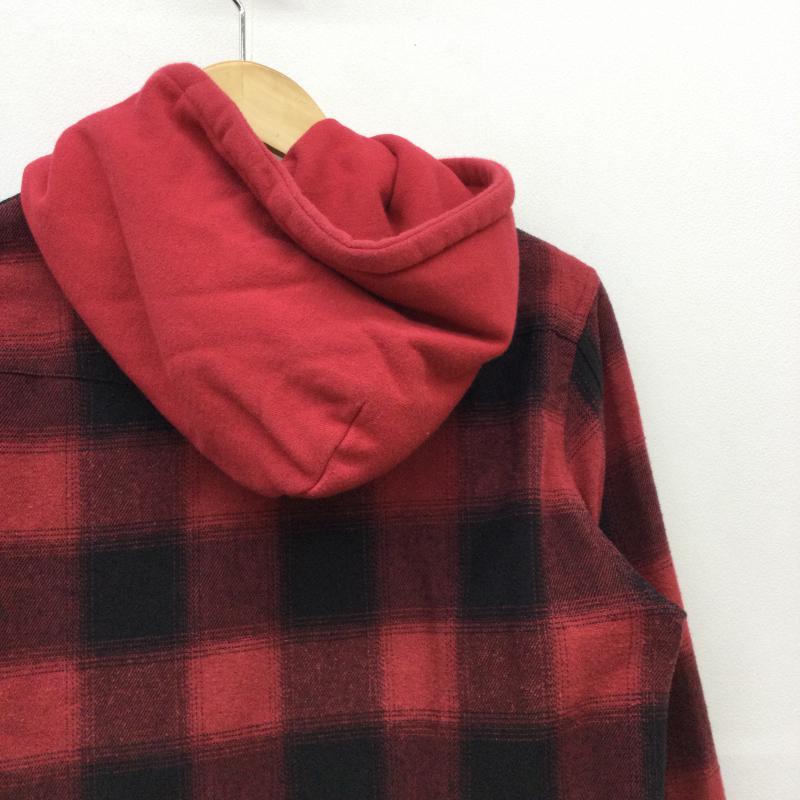 ベンデイビス BEN DAVIS パーカー 長袖 M チェック 黒 / ブラック / X 赤 / レッド / メンズ USED 古着 中古 10048529