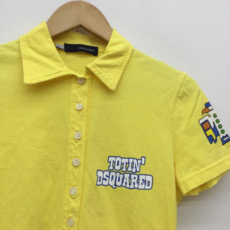 ディースクエアード2 DSQUARED2 ポロシャツ 半袖 M ロゴ、文字 黄 / イエロー / レディース USED 古着 中古 10048575
