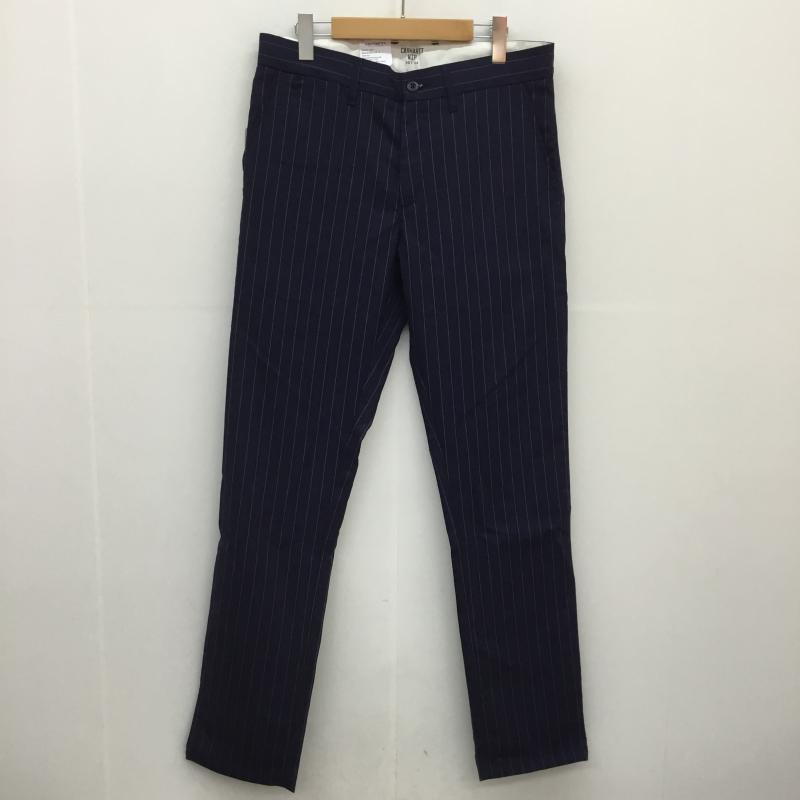 カーハート ダブリューアイピー Carhartt WIP ボトムス ボトムス × Slam jam 25周年 30インチ ストライプ 白 / ホワイト / X 紺 / ネイビー / メンズ USED 古着 中古 10048760