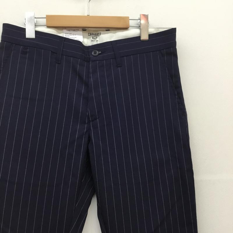 カーハート ダブリューアイピー Carhartt WIP ボトムス ボトムス × Slam jam 25周年 30インチ ストライプ 白 / ホワイト / X 紺 / ネイビー / メンズ USED 古着 中古 10048760